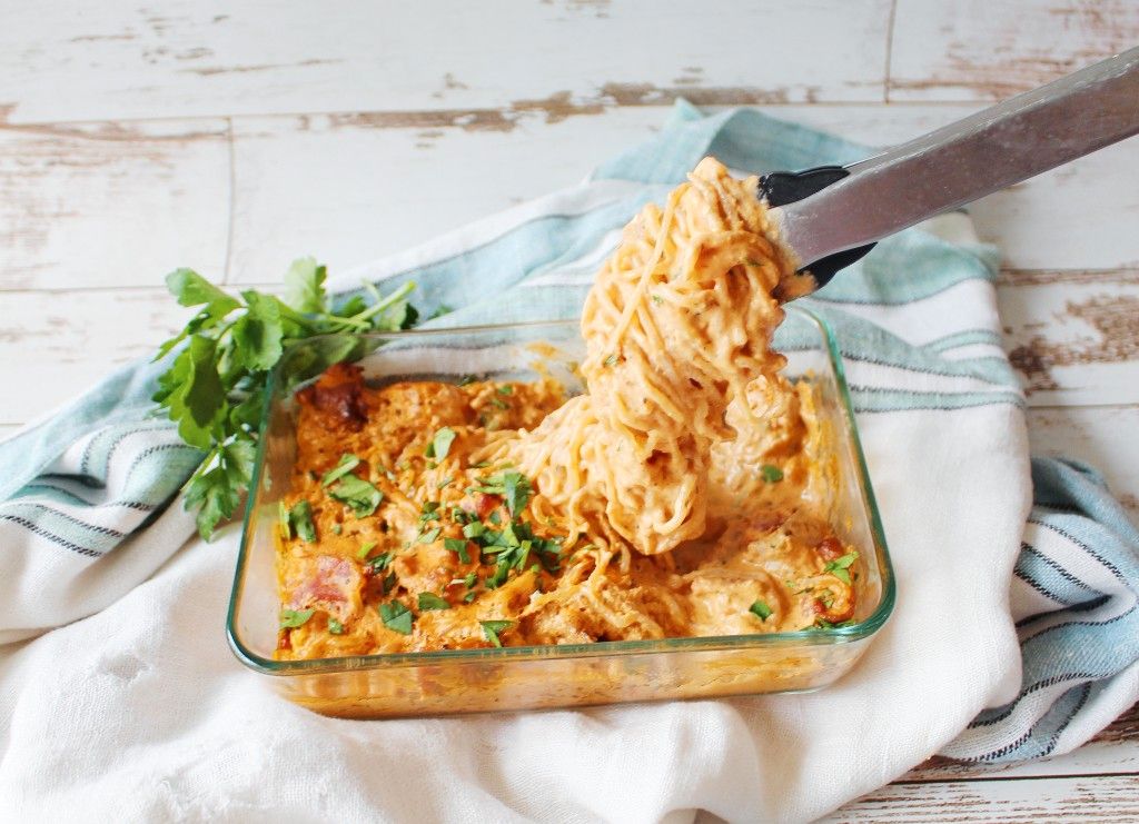 Low Carb Baked Cream Cheese Shrimp Pasta