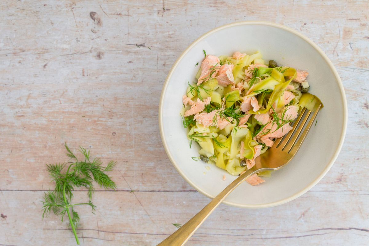 Keto Simple Salmon and Capers Spaghetti