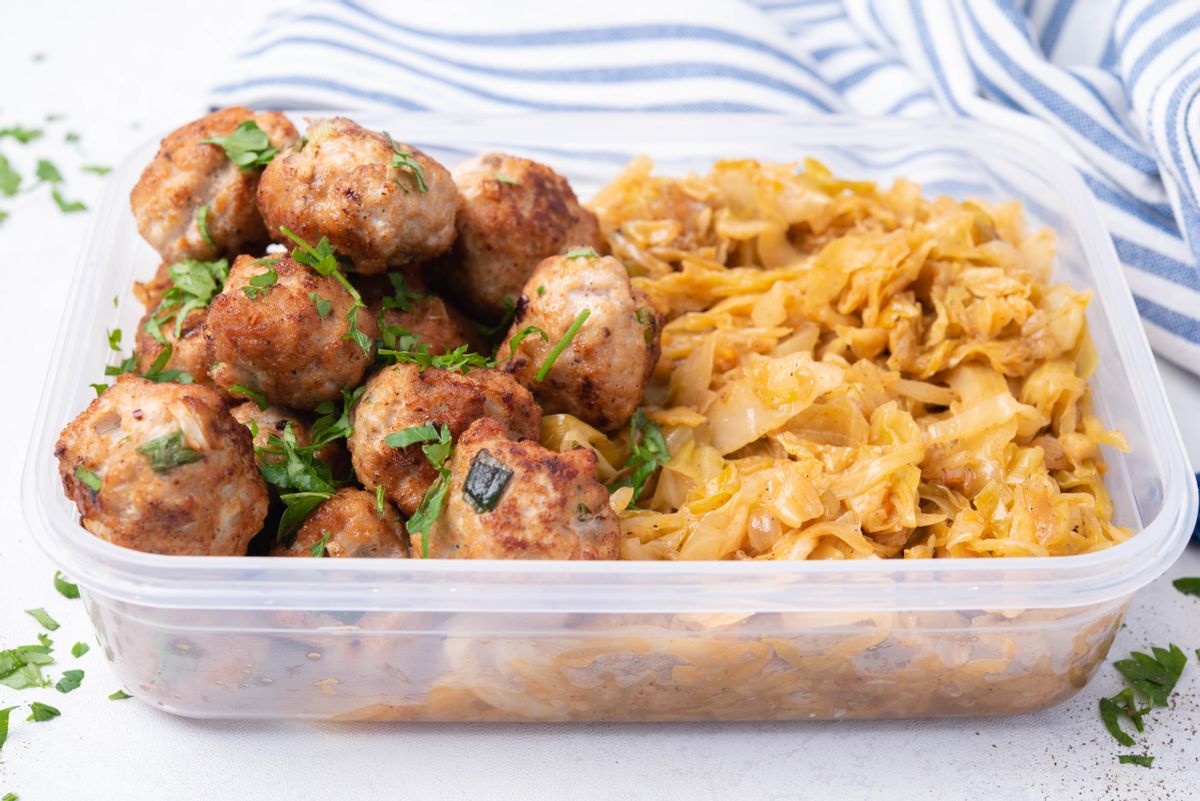 Keto Turkey Meatballs with Sauteed Cabbage Side