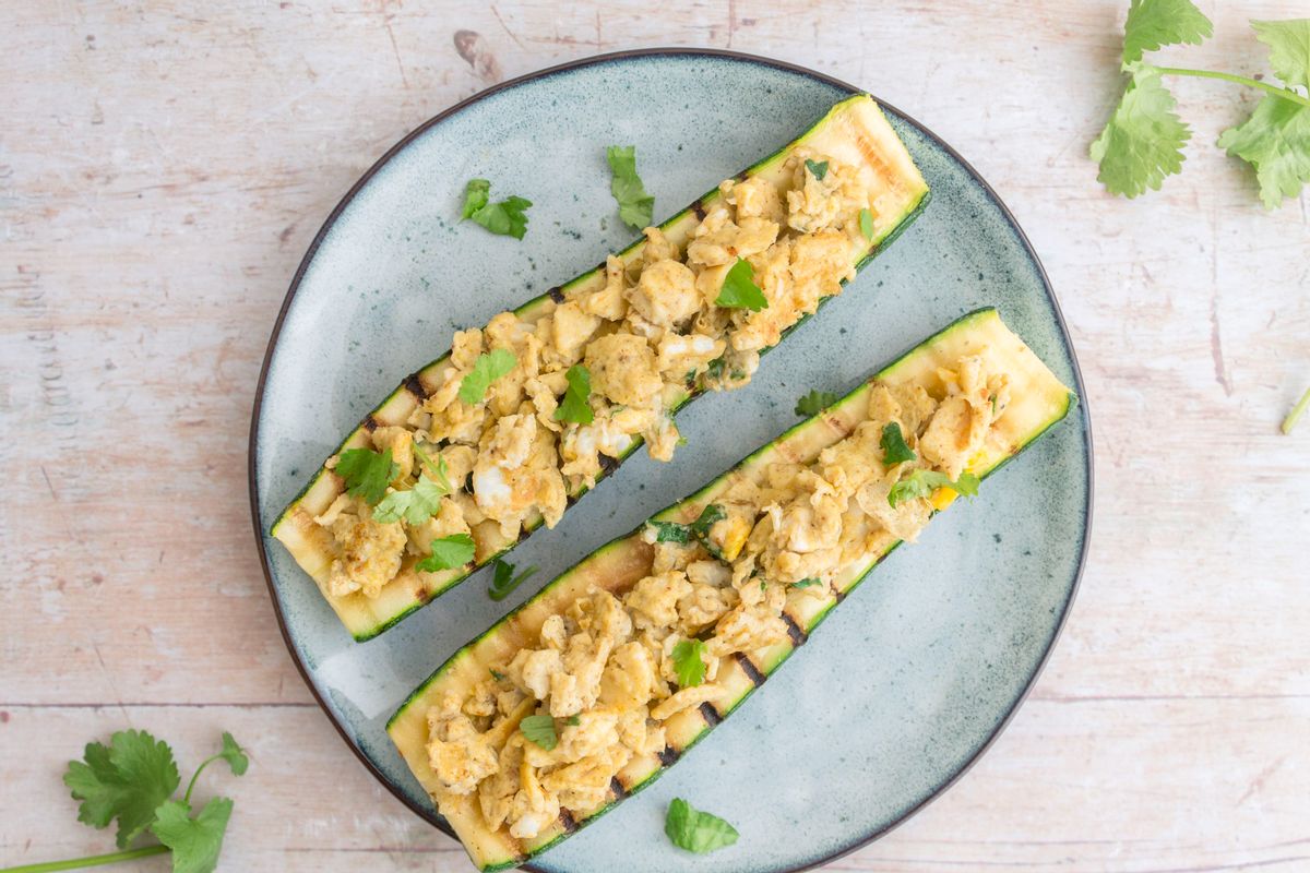 Keto Curried Egg Zucchini Boats