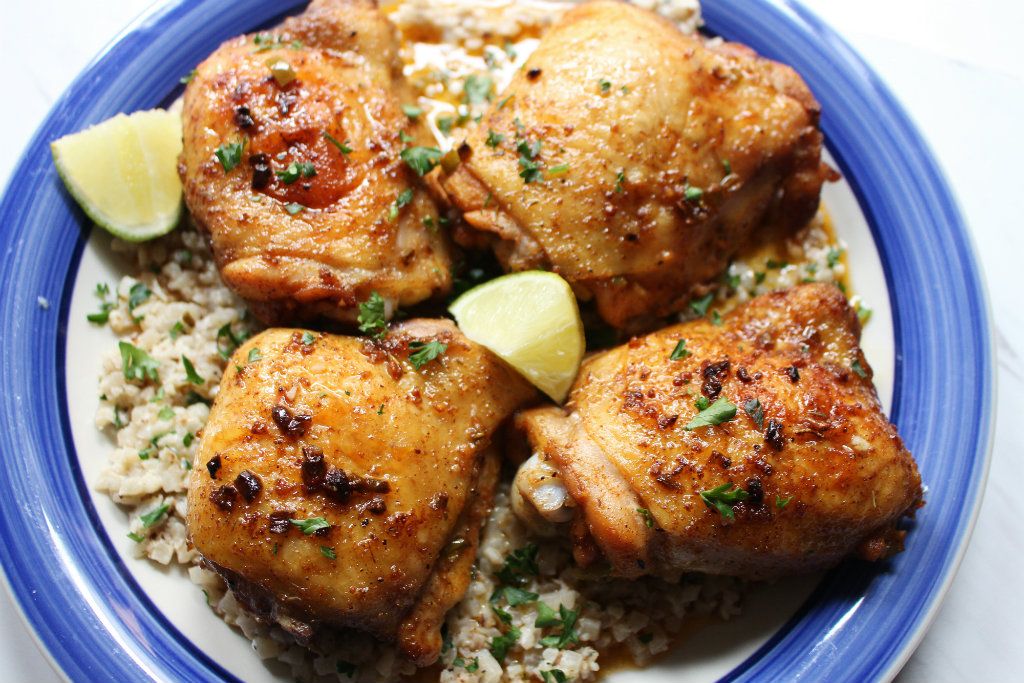 Low Carb Jerk Chicken Thighs with Coconut Rice