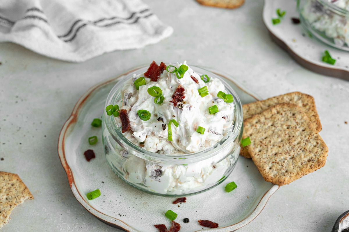 New Year's Keto Caramelized Onion and Bacon Dip