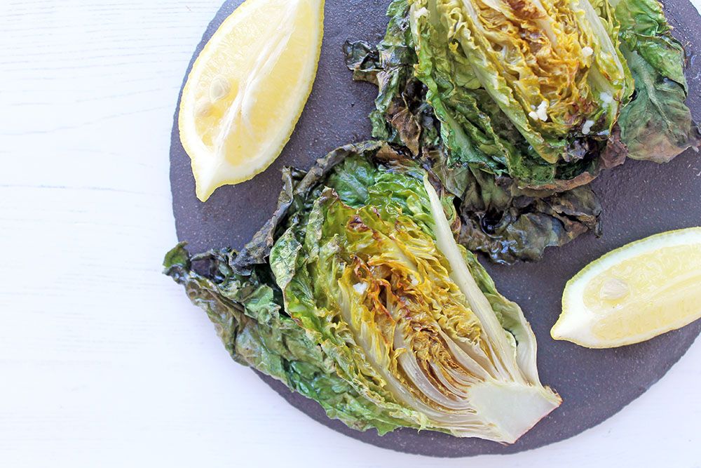 Keto Broiled Baby Romaine Lettuce With Lemon And Garlic