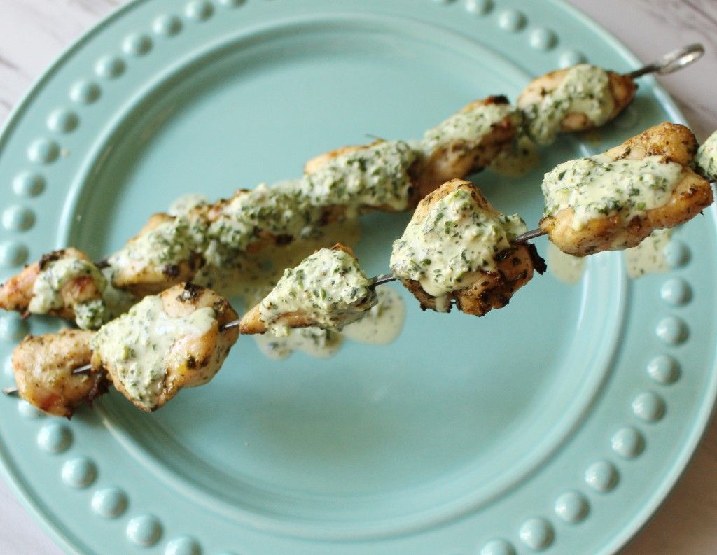 Keto Creamy Verde Chicken Skewers