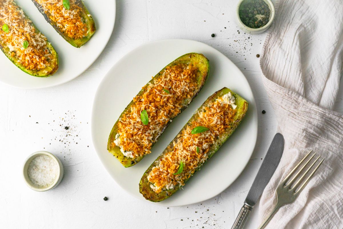 Keto Grilled Goat Cheese Stuffed Zucchini