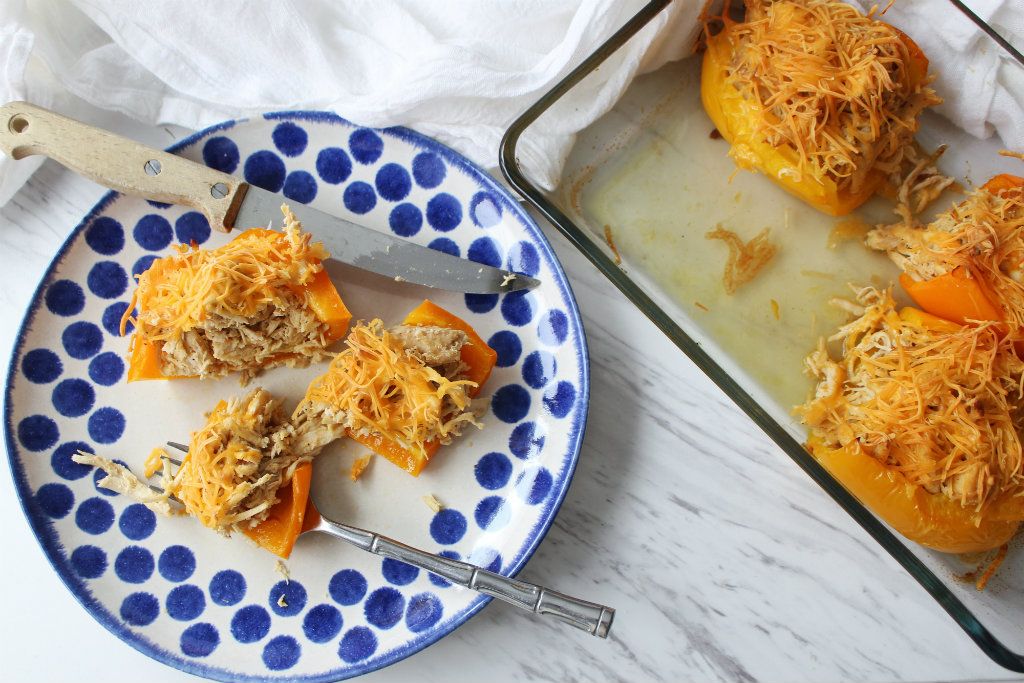 Keto Shredded Ranch Chicken Stuffed Bell Peppers