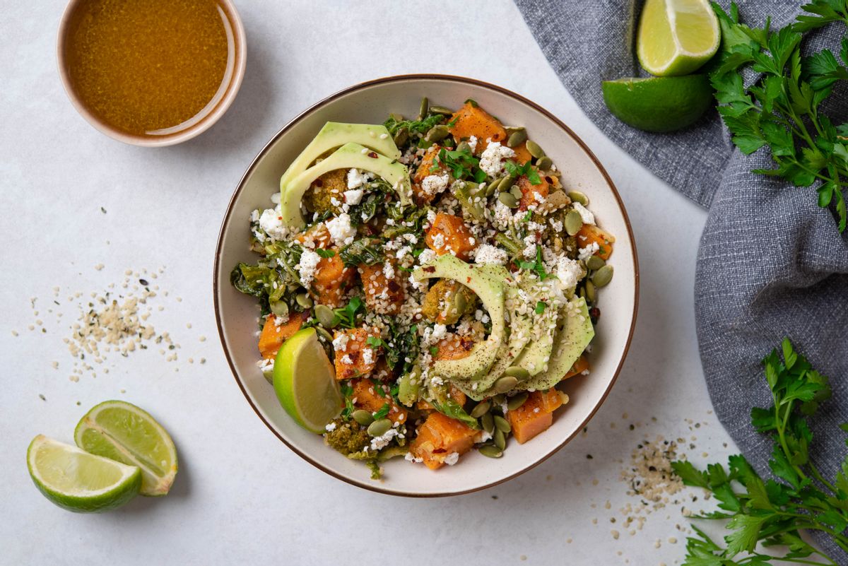 Low-Carb Sweet Potato and Cauliflower Rice Power Bowl