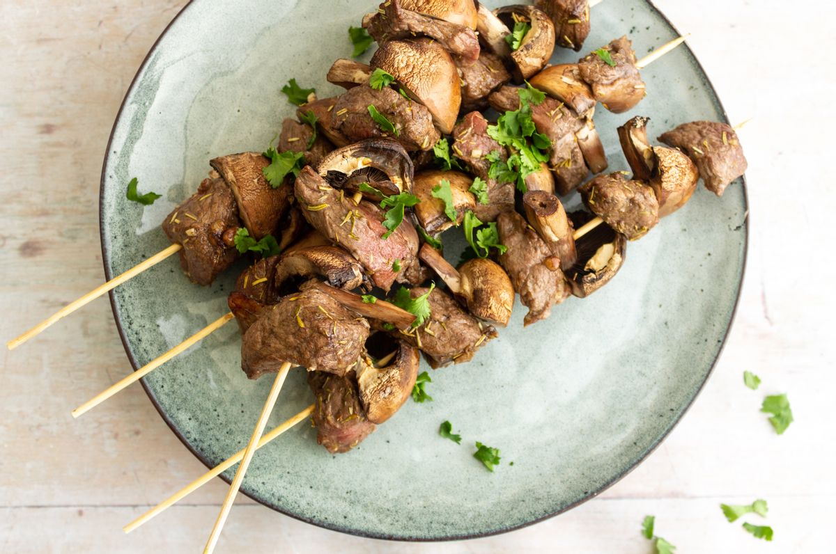 Keto Balsamic Steak and Mushroom Kebabs