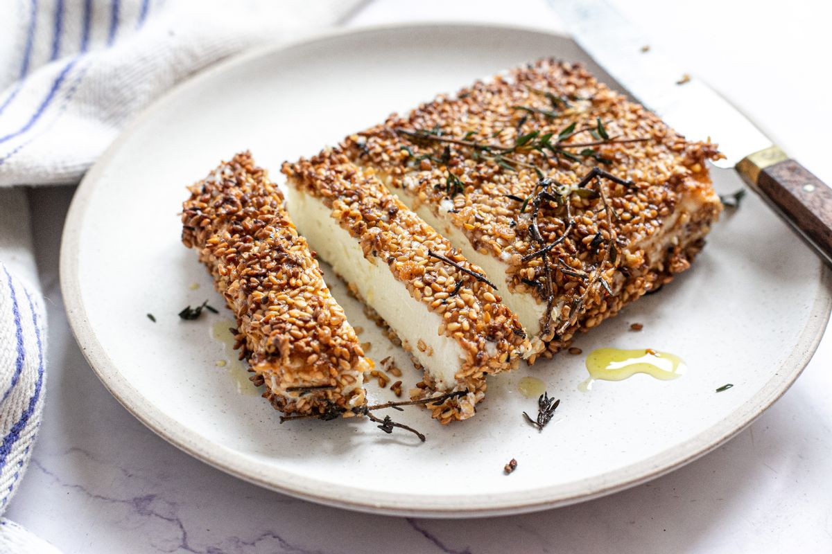 Best Keto Greek Sesame Coated Feta Saganaki