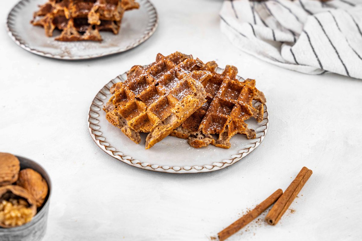 Pumpkin Spice Vegan Keto Breakfast Waffles