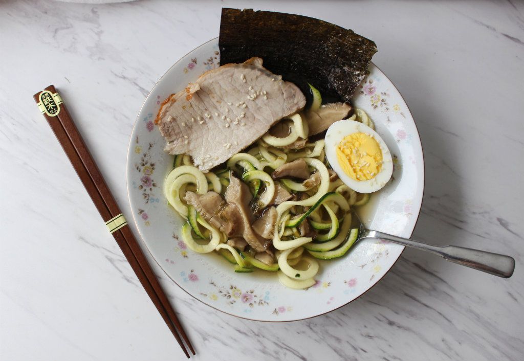 Healthy Ramen with Zucchini Noodles, Low-Carb