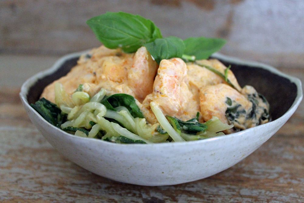 Low Carb Creamy Shrimp Zucchini Noodles