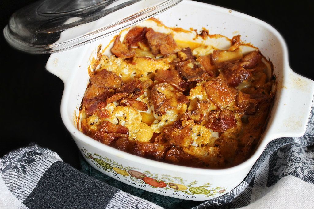 Low Carb Cauliflower Au Gratin with Bacon