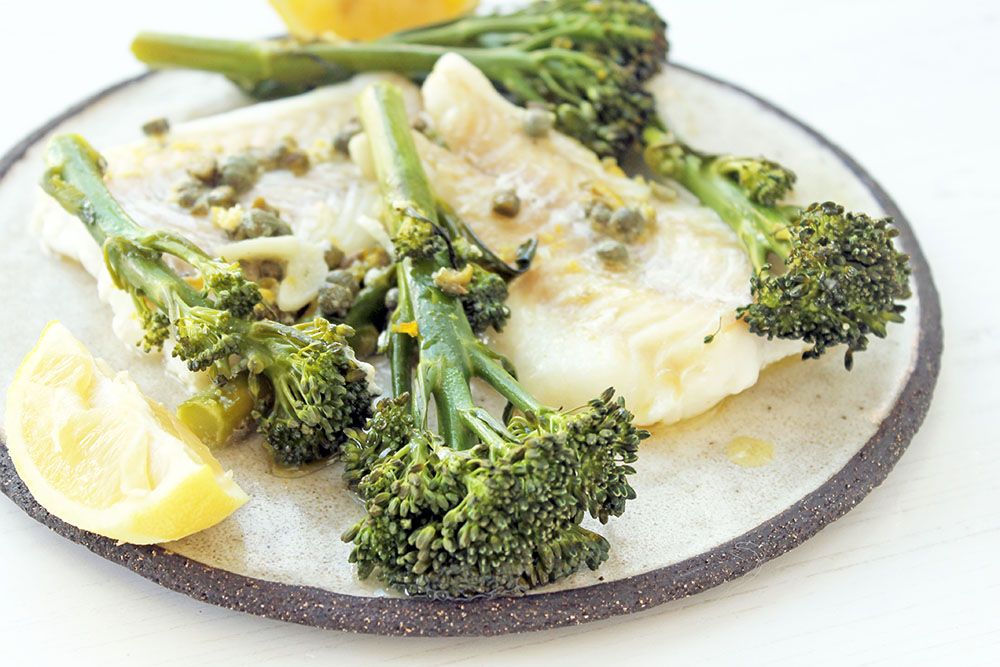 Keto Lemon And Caper Butter Cod With Broccolini