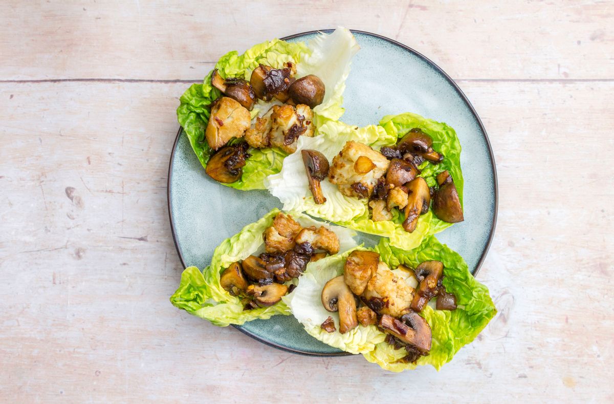 Keto Tamari Cauliflower and Mushroom Lettuce Cups