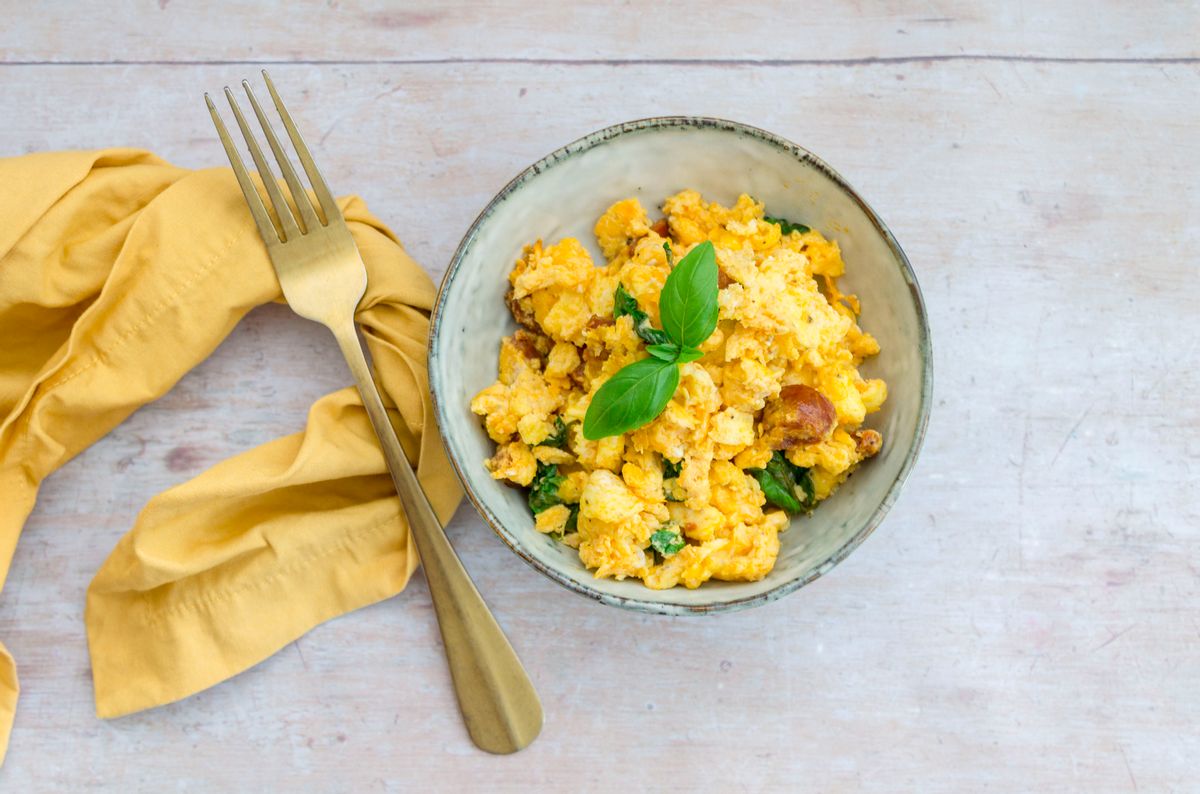 Keto Chorizo and Parmesan Scrambled Eggs