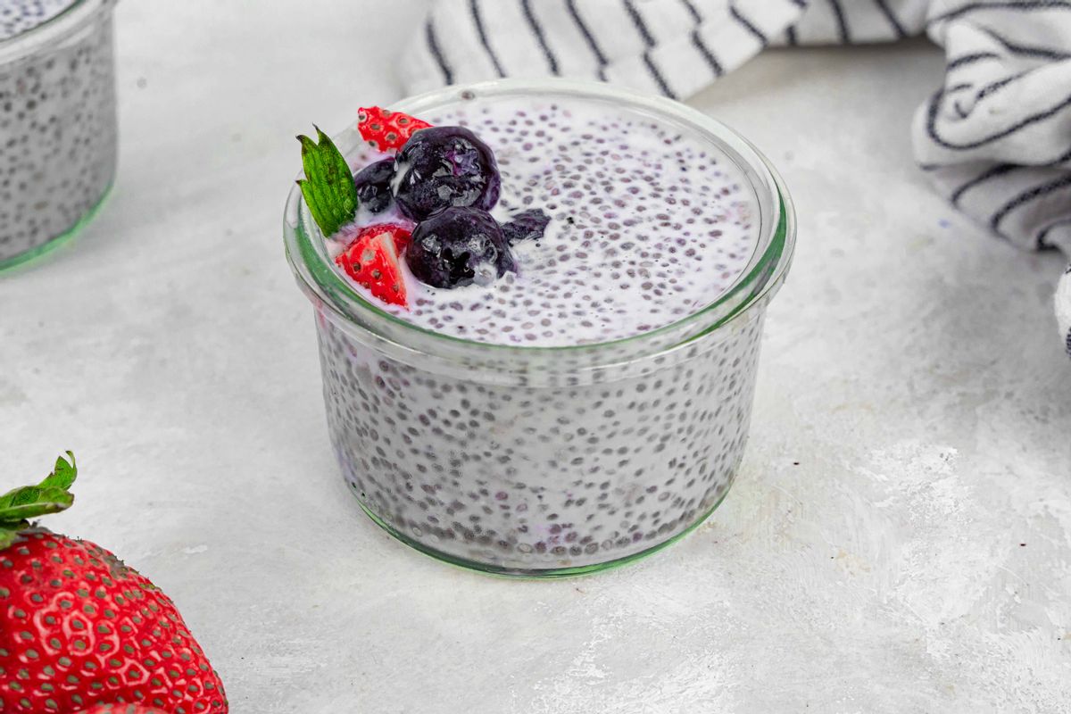 Easy Keto Mixed Berries Overnight Chia Pudding