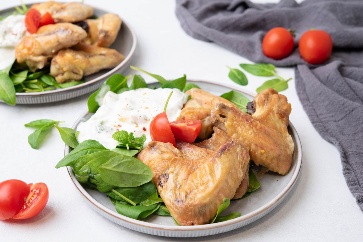 Keto Chicken Wings with Avocado Tzatziki