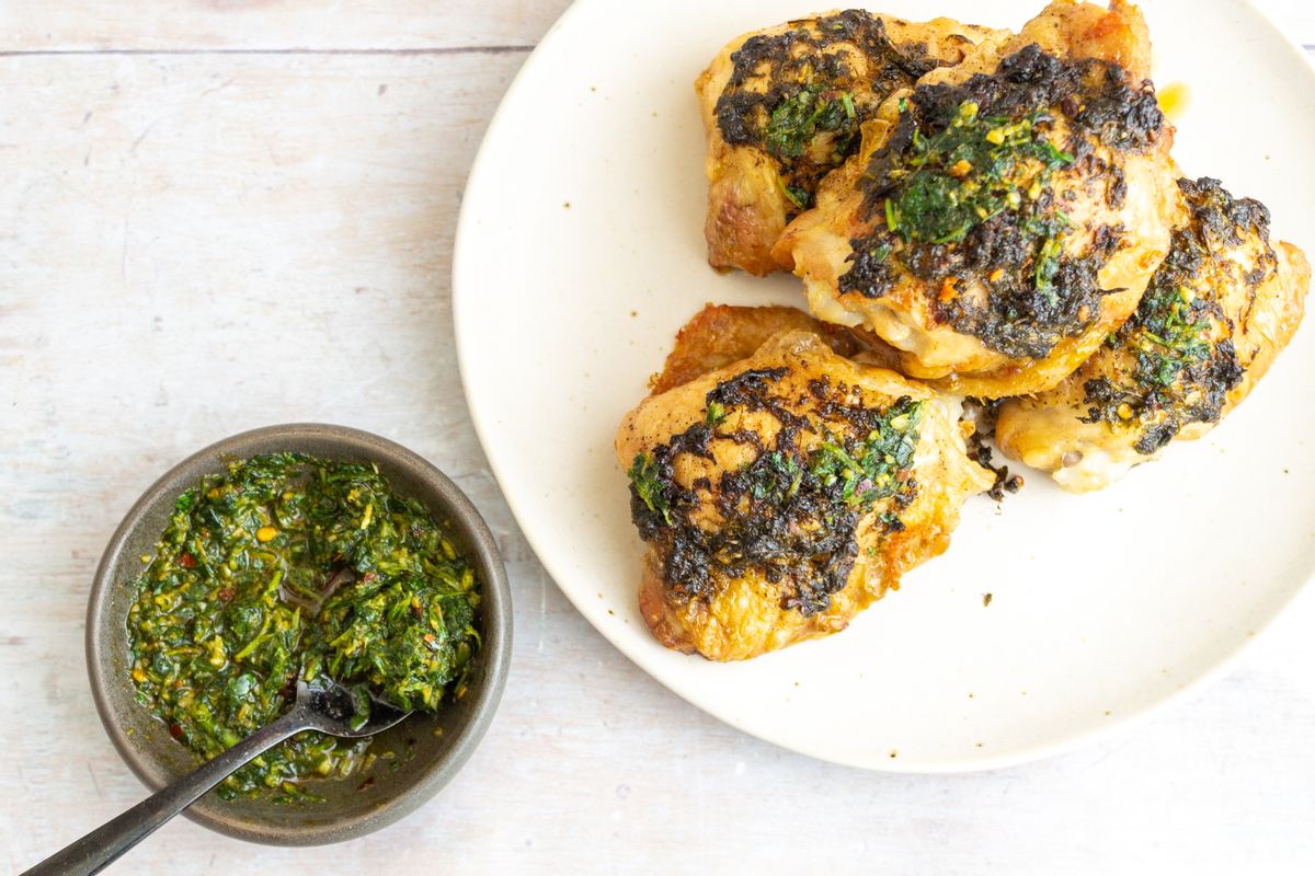 Keto Chermoula Baked Chicken Thighs