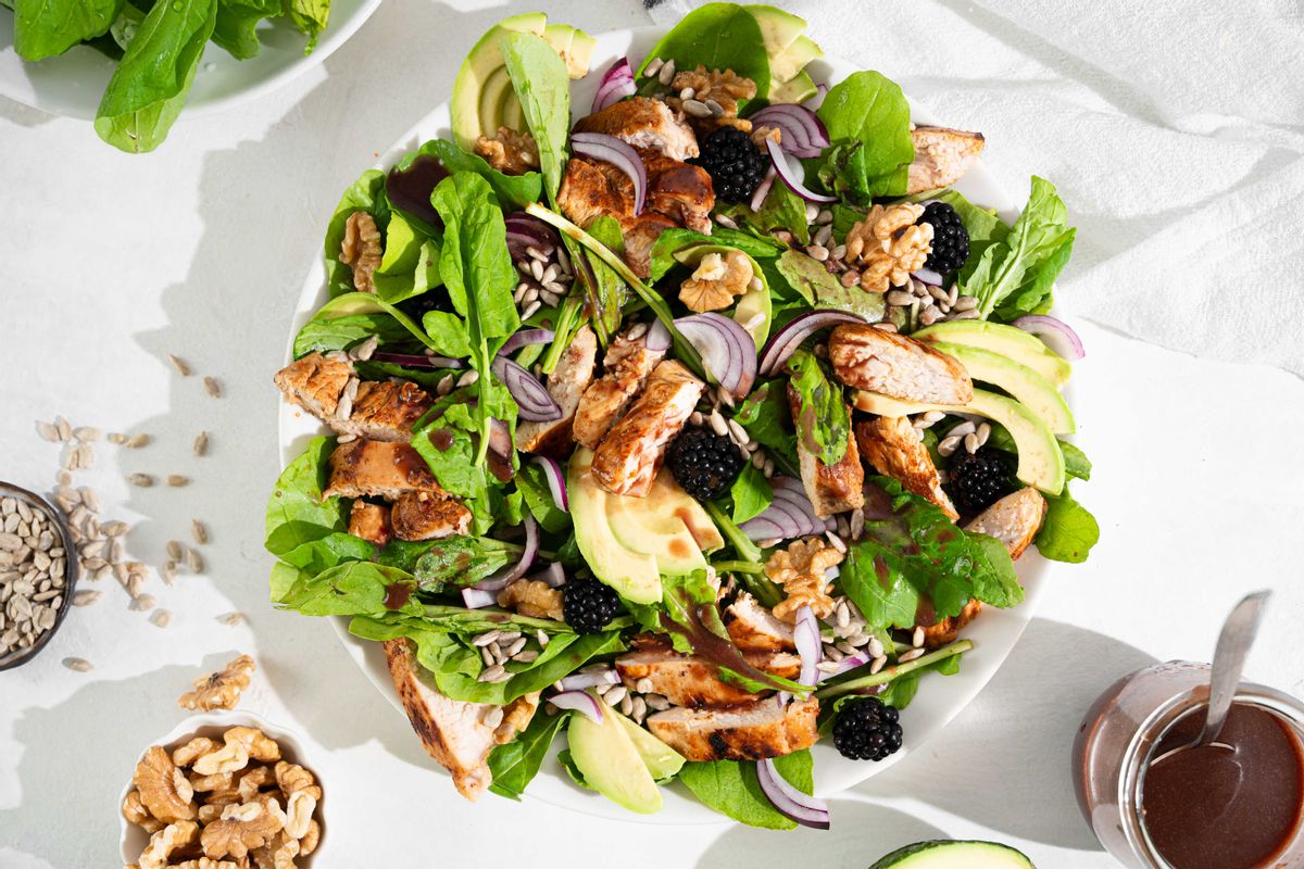 Keto Grilled Chicken Salad with Balsamic Blackberry Vinaigrette