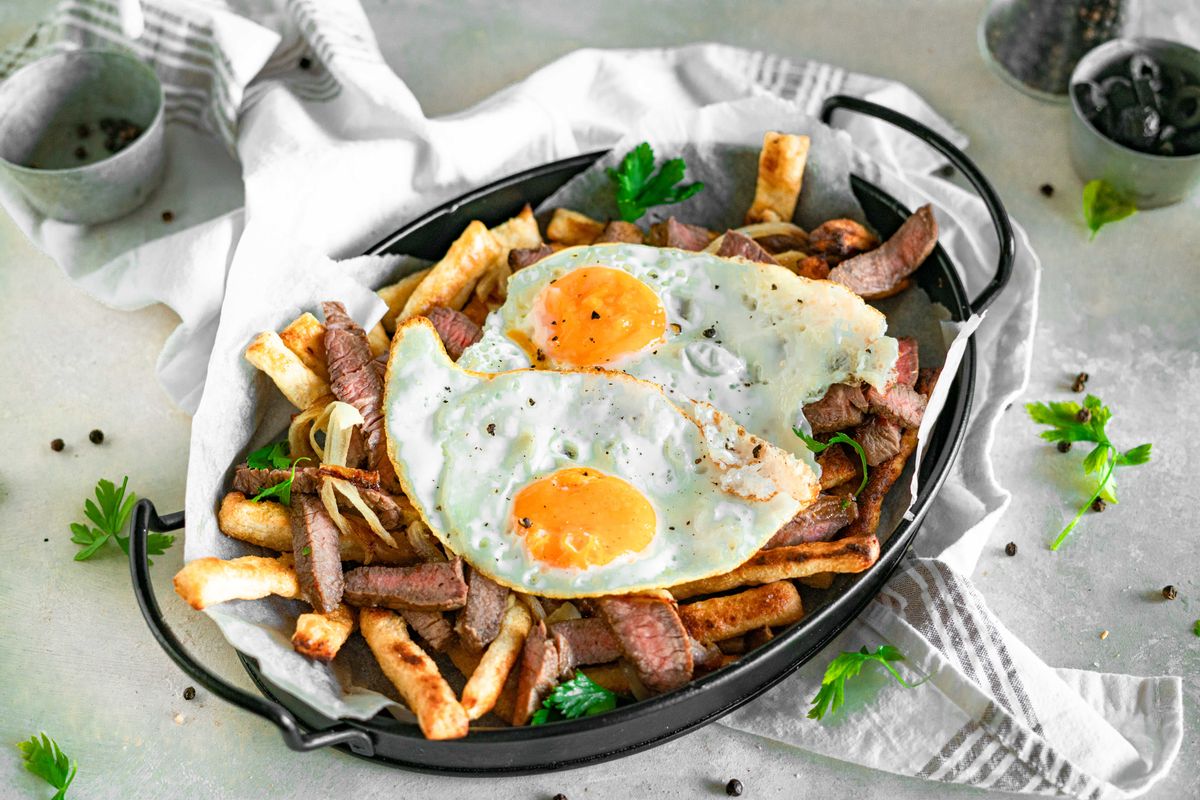 Keto Chorrillana (Chilean Steak and Eggs Loaded Fries)