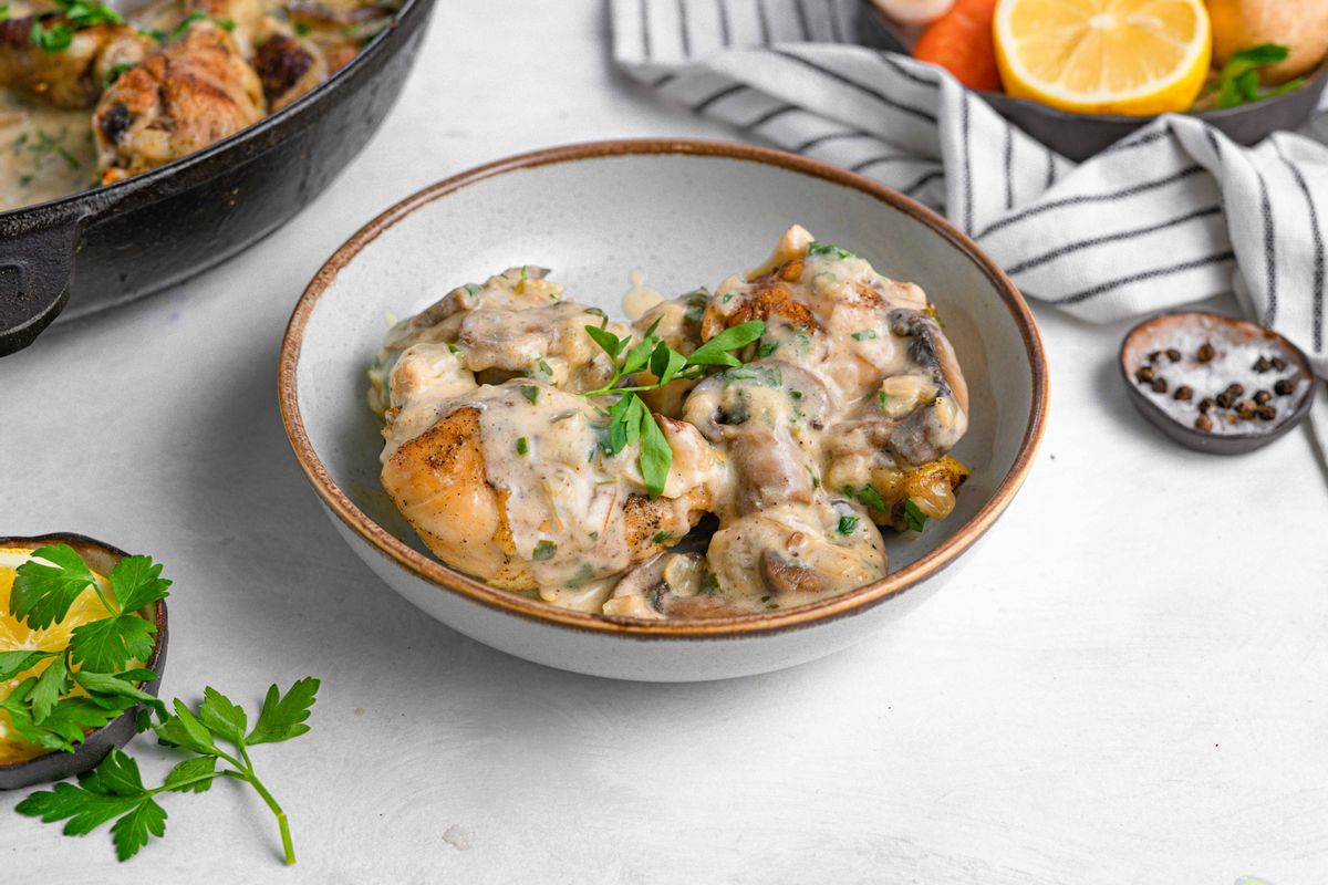 Keto Chicken Fricassee ( Creamy French Chicken Stew)