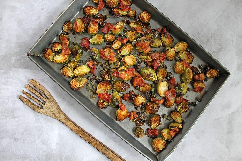 Keto Brussels Sprouts with Bacon and Capers