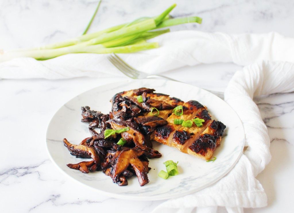 Low Carb Glazed Shiitake Mushrooms and Pork Chops