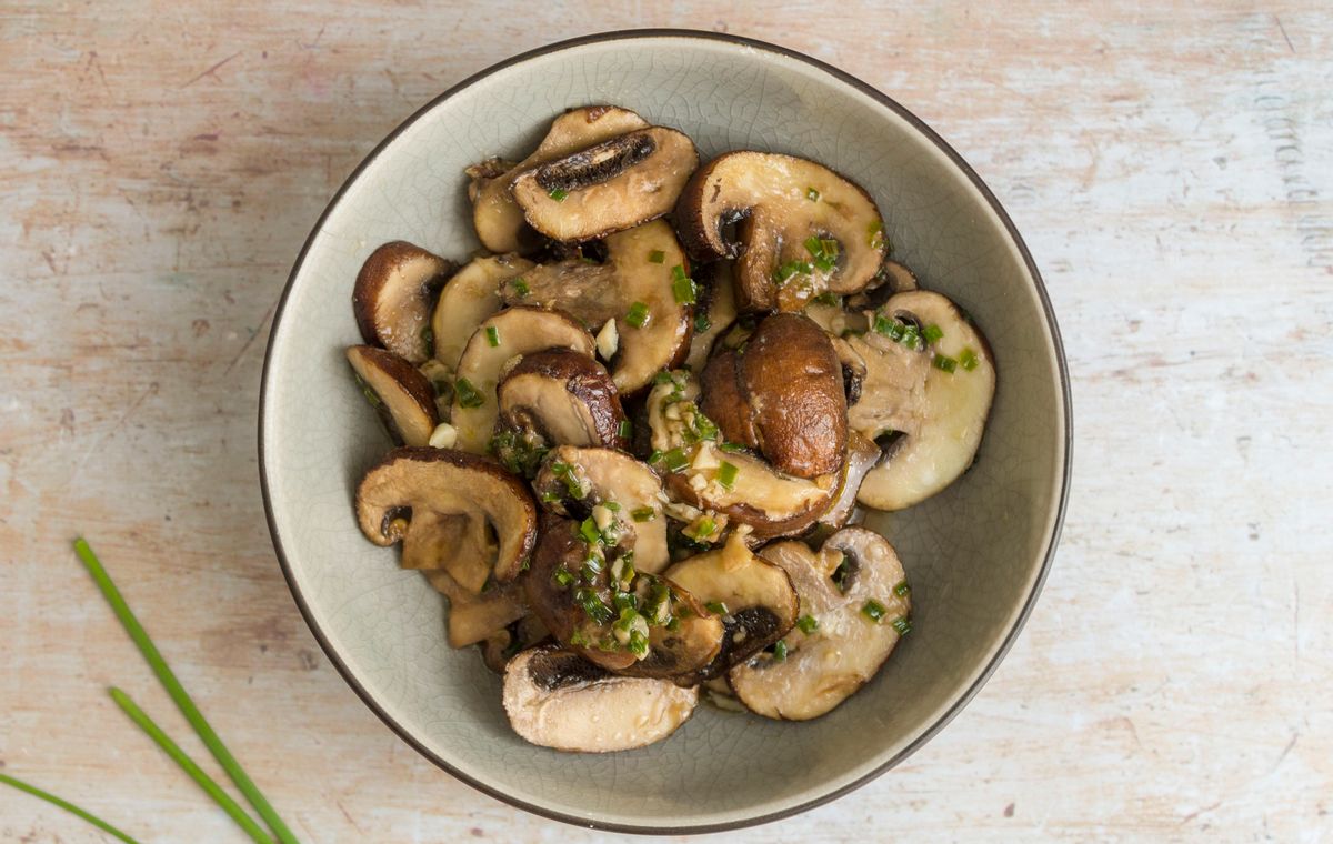 Keto Cheese and Chive Mushrooms