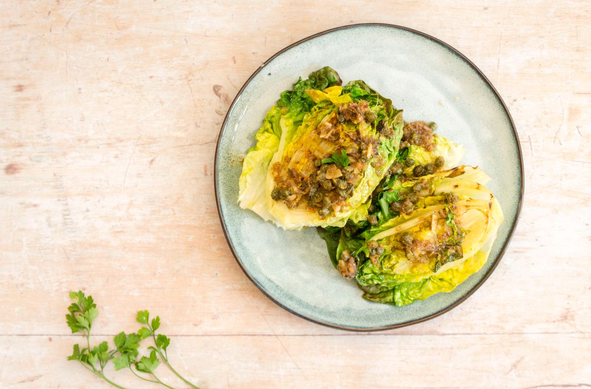 Keto Grilled Lettuce with Anchovy Butter