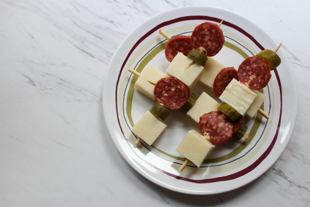 Keto Salami Cheese And Pickle Sticks