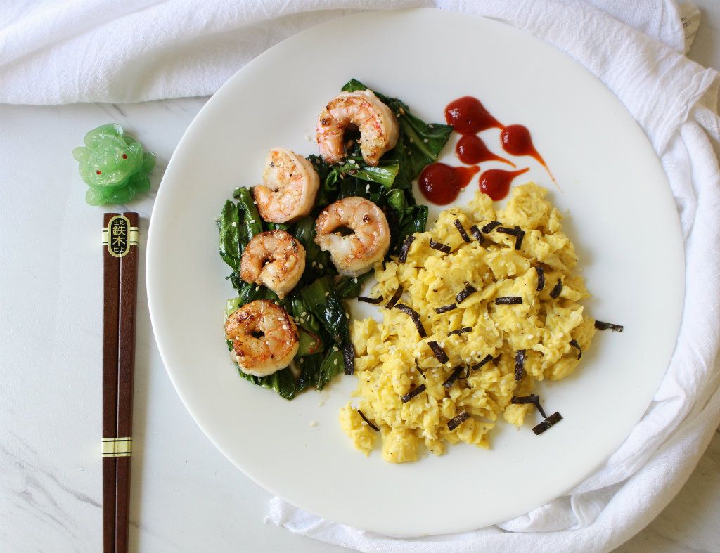 Keto Shrimp and Bok Choy Breakfast Skillet