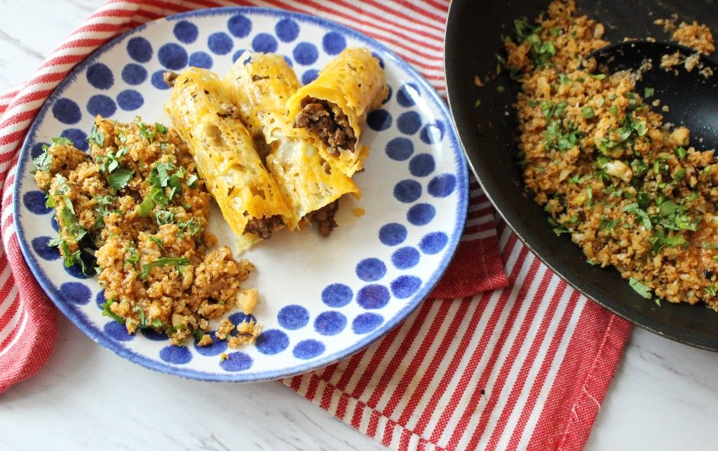 Low Carb Ground Beef Taquitos with Street Cauliflower Rice