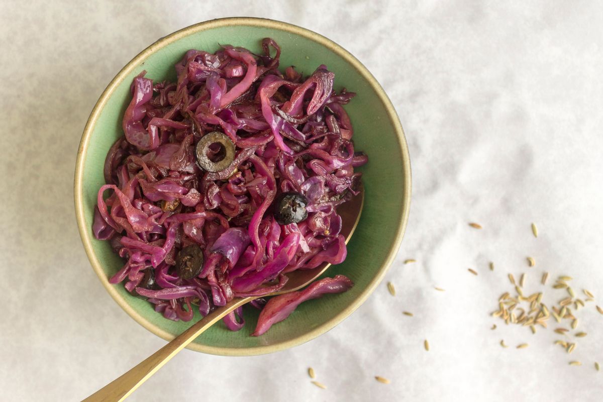 Keto Braised Cabbage with Olives and Capers