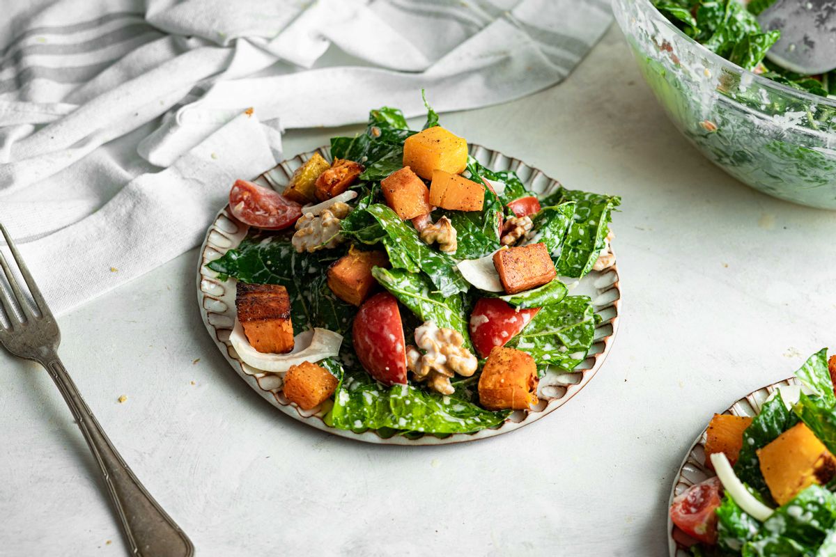 Easy Plant Based Kale and Pumpkin Keto Salad