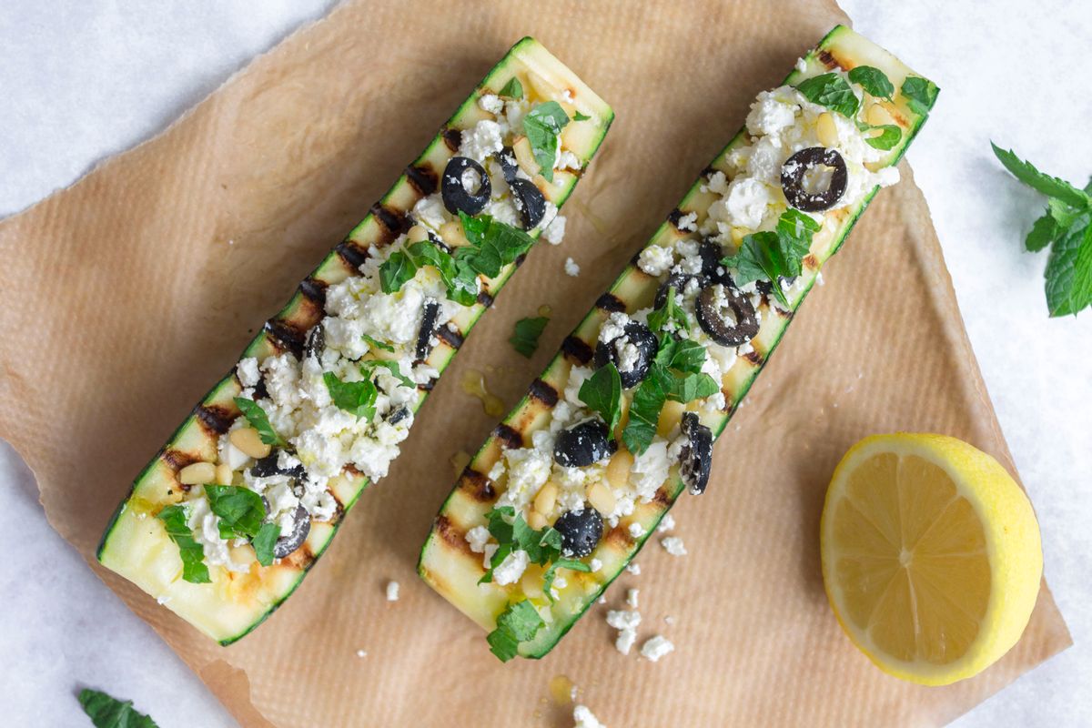 Keto Stuffed Zucchini with Feta and Olives