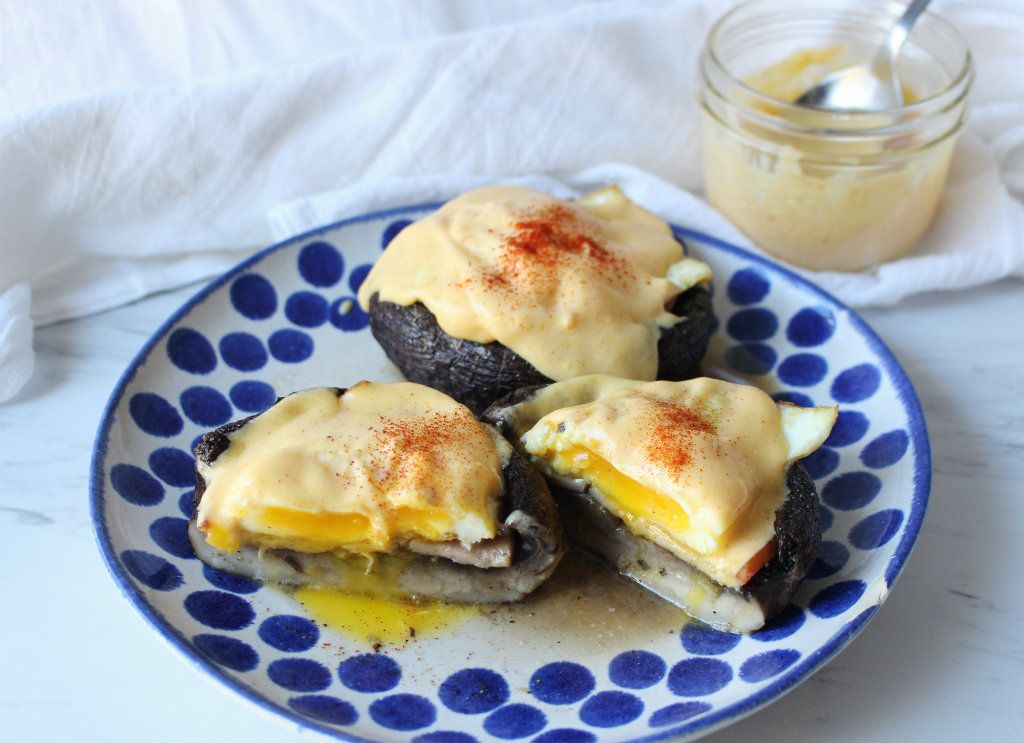 Keto Eggs Benedict Over Mushroom Caps