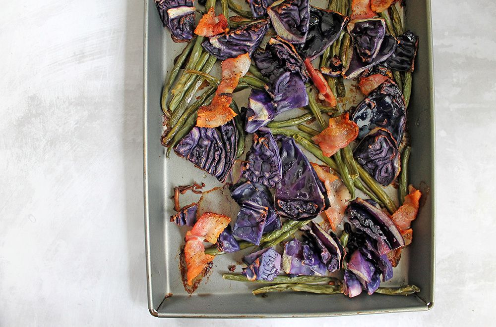 Keto Sweet Red Cabbage, Bacon and Green Beans