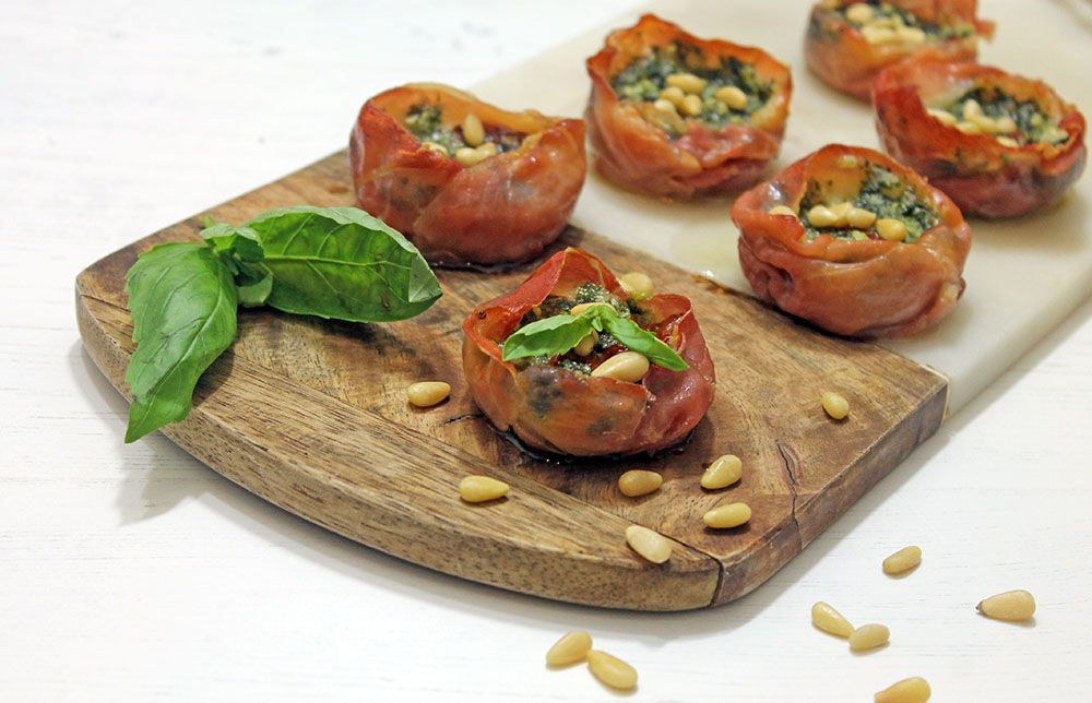 Keto Mozzarella And Pesto Prosciutto Bites