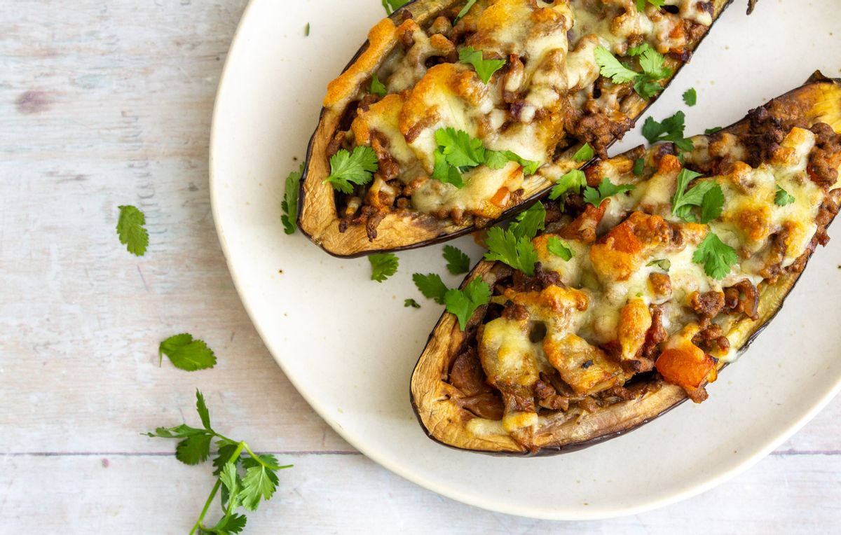 Keto Beef Stuffed Eggplant