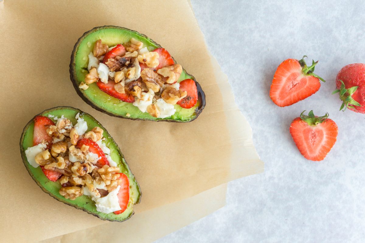 Keto Avocado Boats with Strawberries and Goats Cheese
