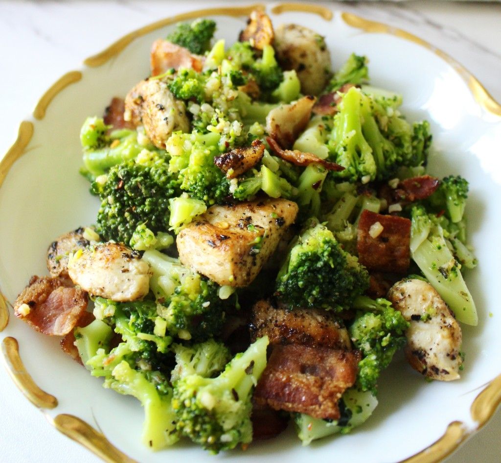 Keto Cold Chicken Bacon Broccoli Side Salad