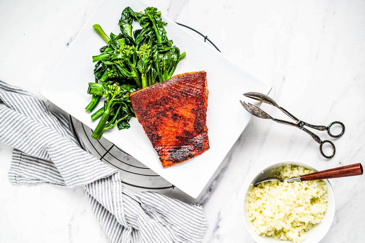 Low Carb Gochujang Blackened Fish with Chinese Broccoli