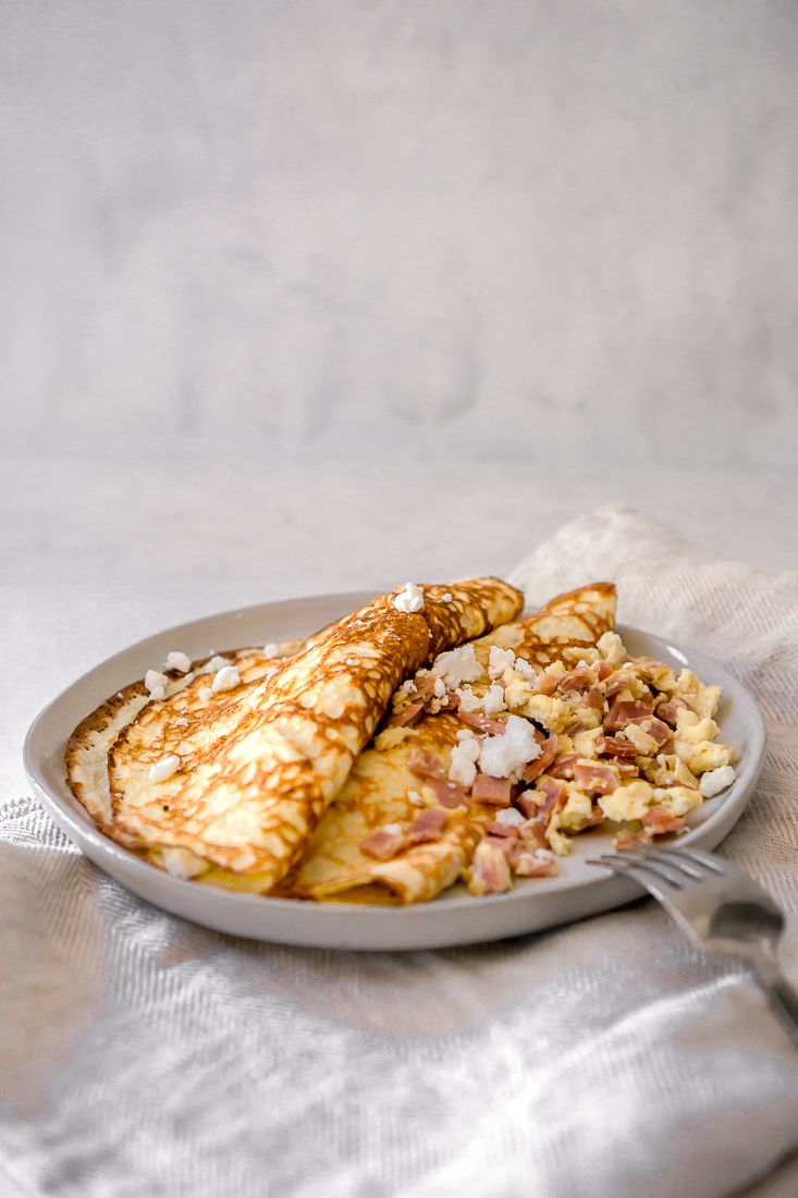 Keto Ham Egg and Goat Cheese Crepes