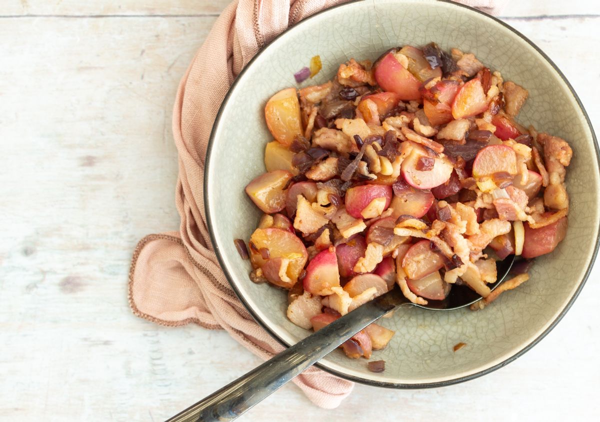 Keto Pan-Fried Bacon and Radishes