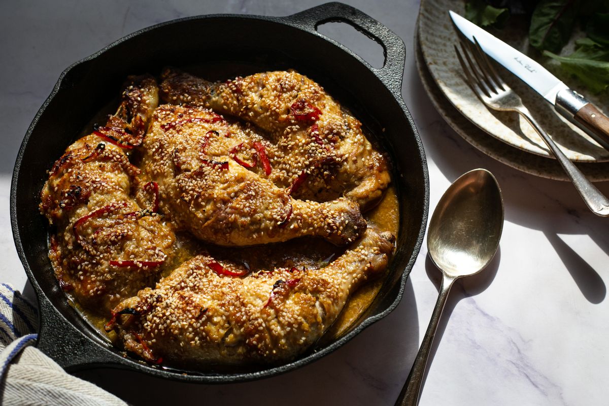 Low FODMAP Ginger Miso Chicken with Chilli and Scallions