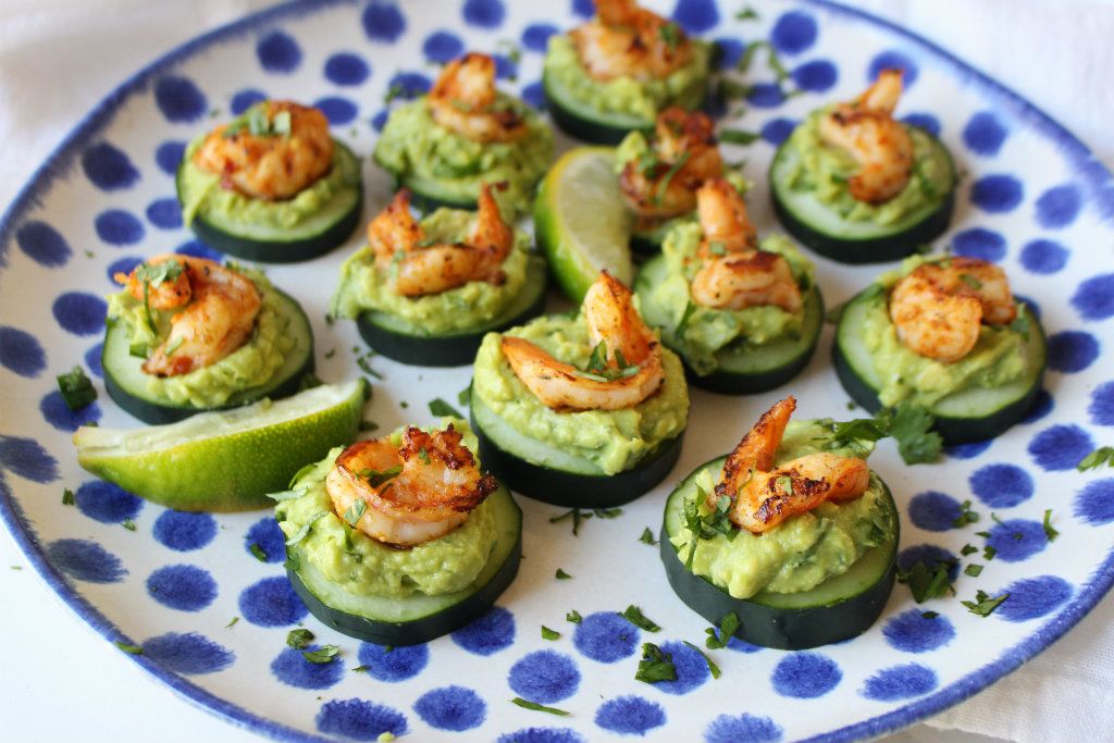 Keto Shrimp and Guacamole Cucumber Bites