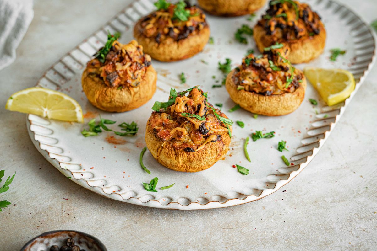 New Year's Keto Crab Stuffed Mushroom Snack