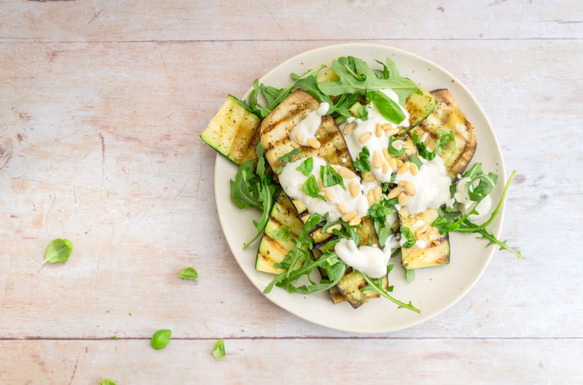 Keto Warm Eggplant and Zucchini Salad