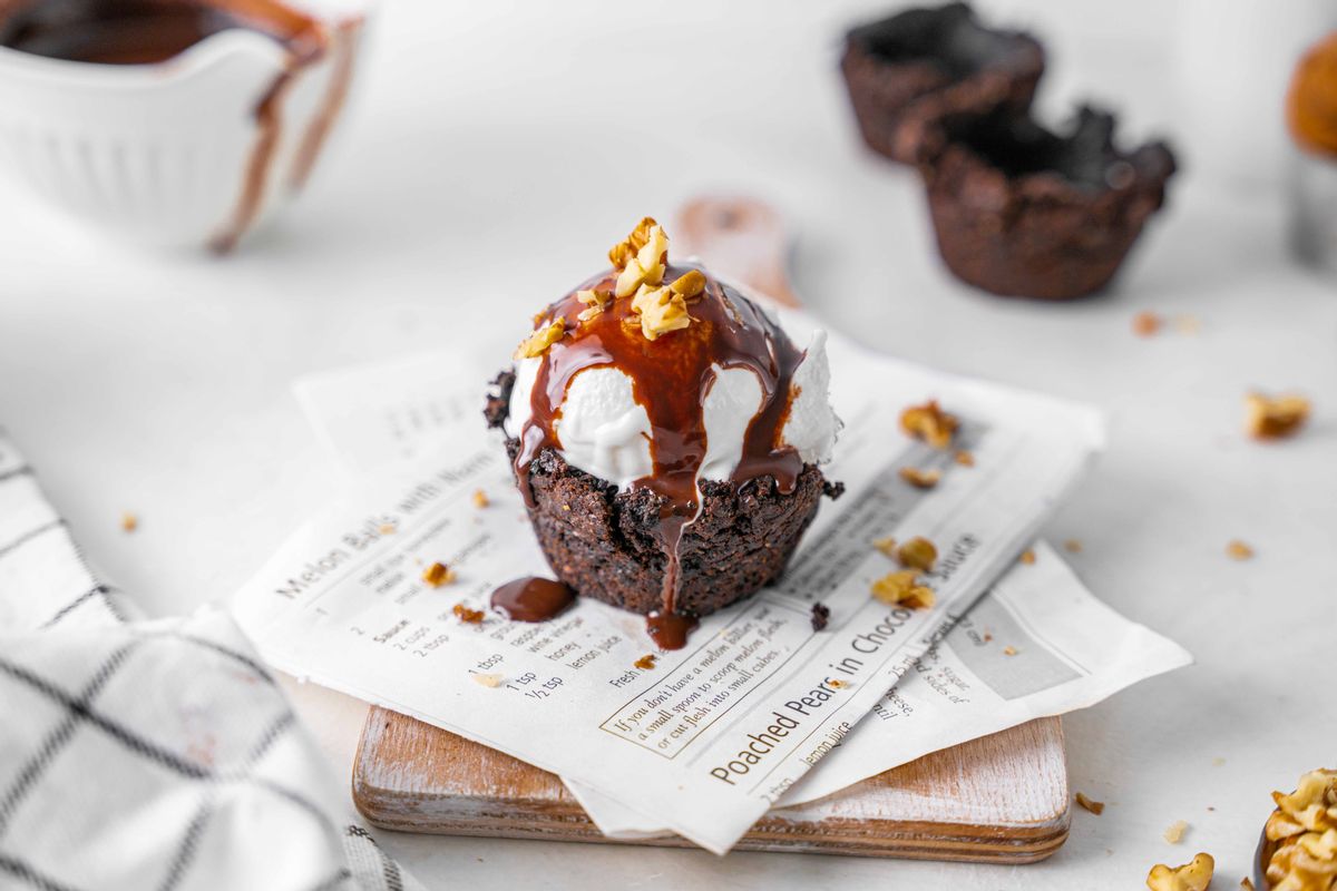 Keto Brownie Cups Ice Cream Sundae